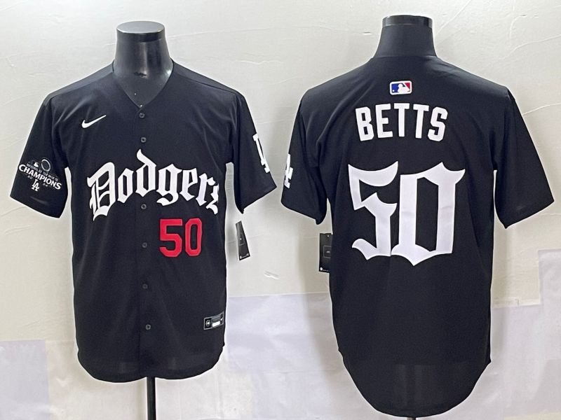 Men 2025 Los Angeles Dodgers #50 Betts Black Seventh generation Joint Name Nike MLB Jersey style 7->los angeles dodgers->MLB Jersey